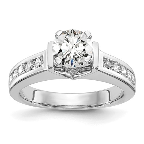 True Origin 14K White Gold 0.50 Carat Lab Grown Diamond VS+ F+ Semi-Mount Peg Set Engagement Ring