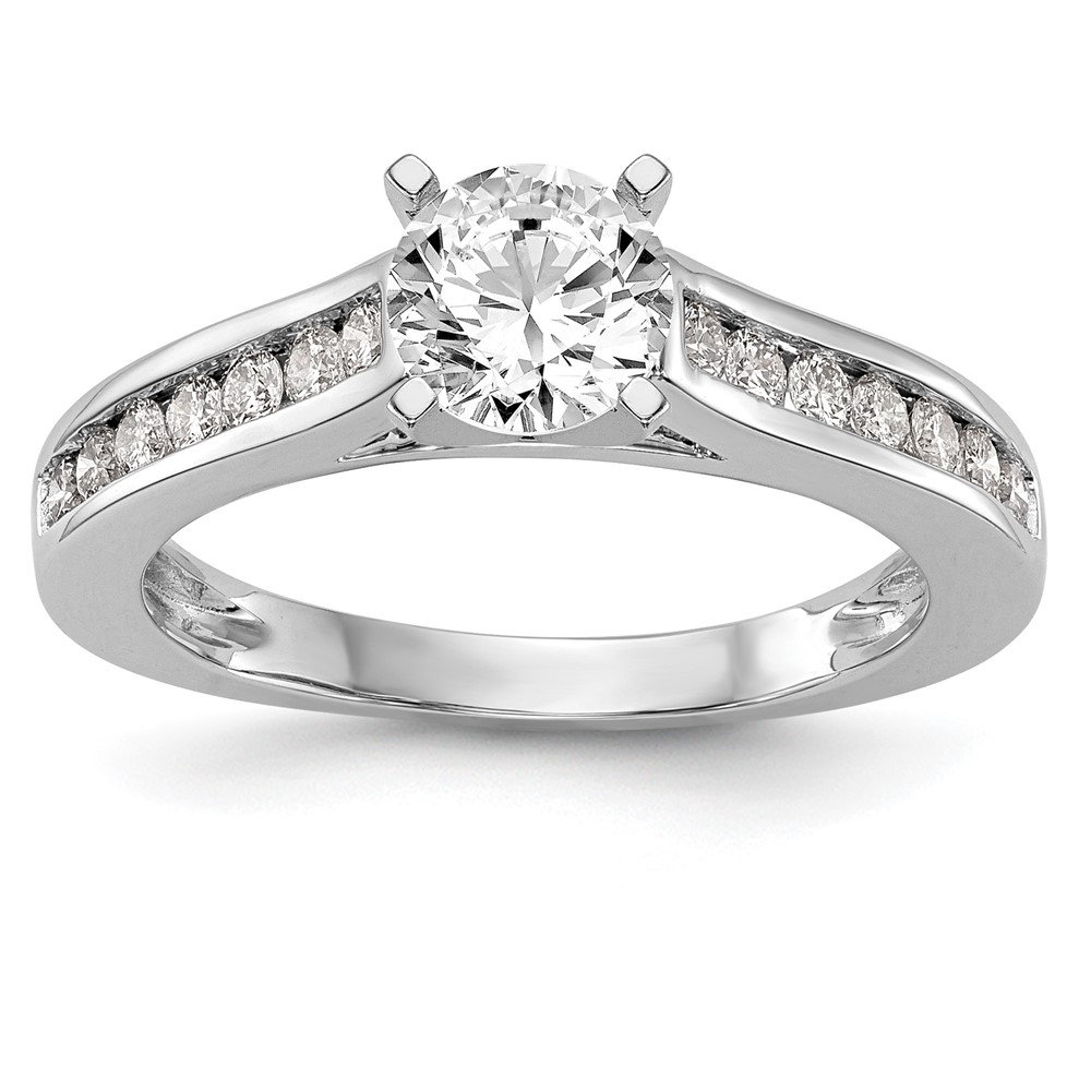 14K White Gold 0.33 Carat Lab Grown Diamond VS SI+ G+ Semi Mount Peg Set Engagement Ring