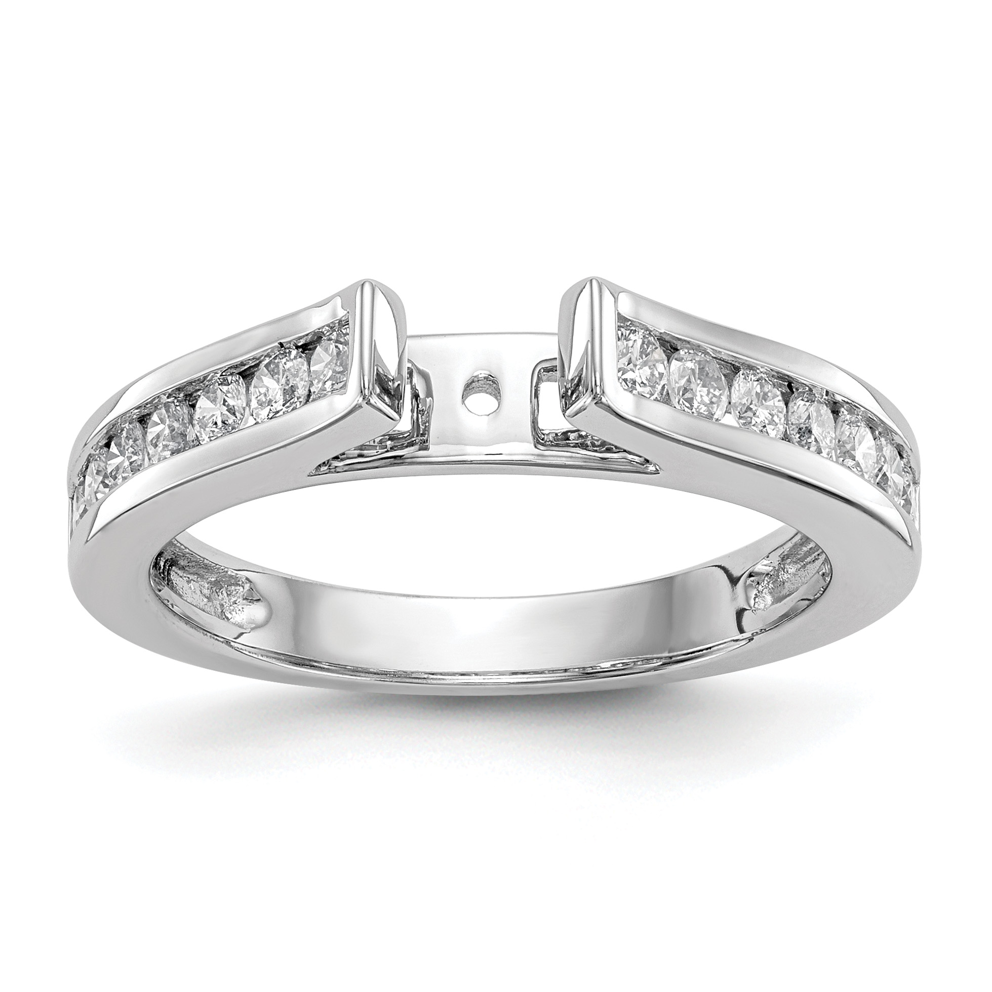 14k White Gold 1/2 carat Lab Grown Diamond VS/SI+ G+ Semi Mount Peg Set Engagement Ring (RM2669E-050-7WLG)