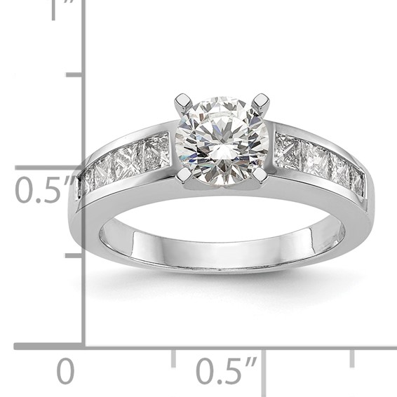 14K White Gold Peg Set Channel Engagement Ring Mounting