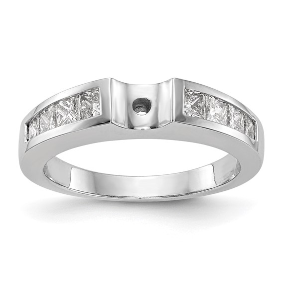 14K White Gold Peg Set Channel Engagement Ring Mounting