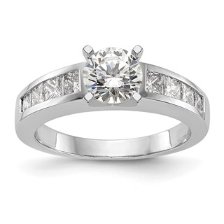 14K White Gold Peg Set Channel Engagement Ring Mounting