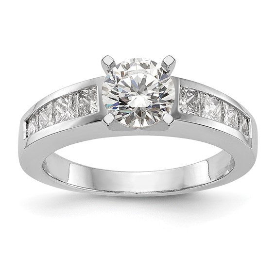 14K White Gold Peg Set Channel Engagement Ring Mounting