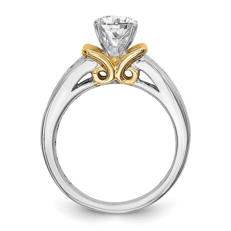 14k Two Tone 5/8 carat Lab Grown Diamond VS/SI+ G+ Semi Mount Peg Set Engagement Ring