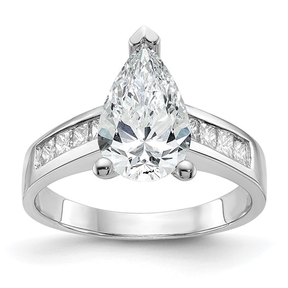 14K White Gold Peg Set Channel Princess Engagement Ring Mounting