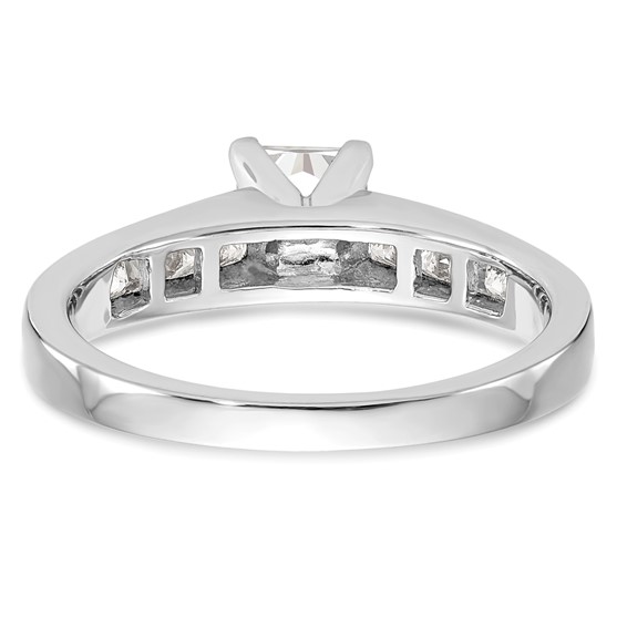 14K White Gold Peg Set Channel Princess Engagement Ring Mounting
