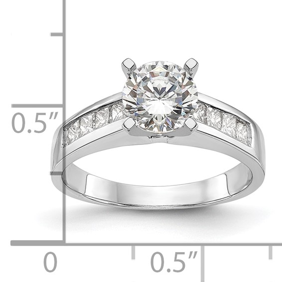 14K White Gold Peg Set Channel Princess Engagement Ring Mounting