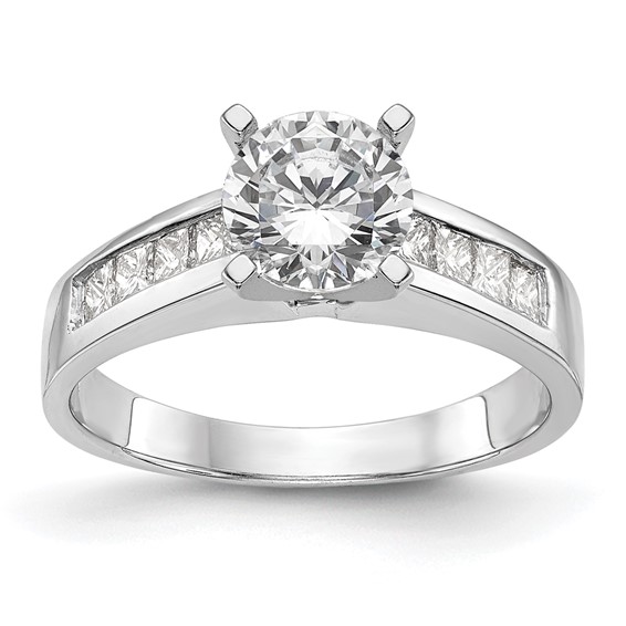 14K White Gold Peg Set Channel Princess Engagement Ring Mounting