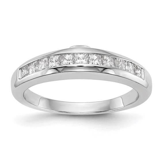 14k White Gold Princess Channel Wedding Band Mounting