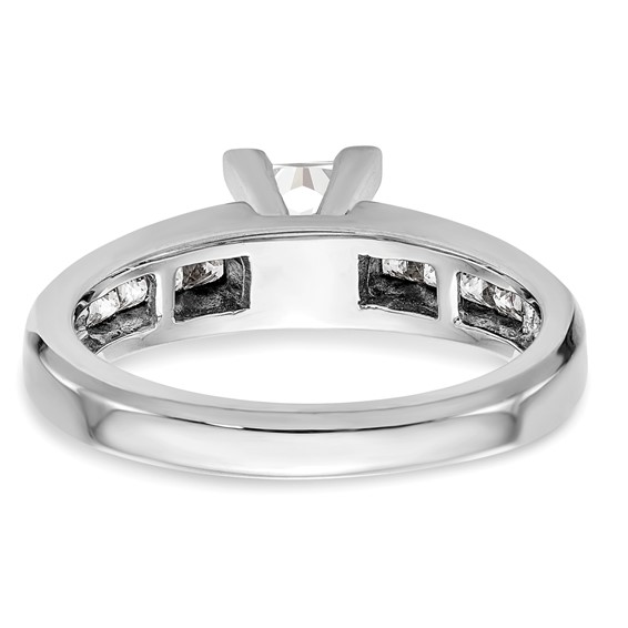 14K White Gold Peg Set Princess Channel Engagement Ring Mounting