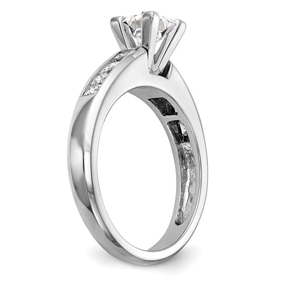 14K White Gold Peg Set Princess Channel Engagement Ring Mounting