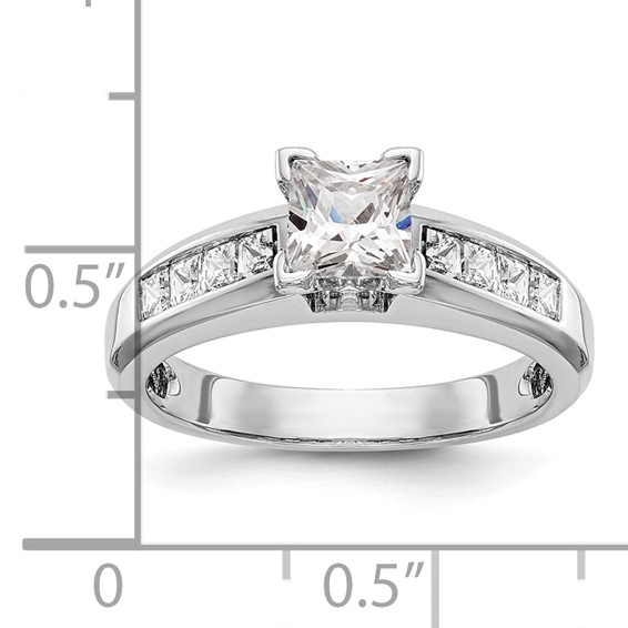 14K White Gold Peg Set Princess Channel Engagement Ring Mounting