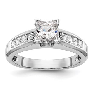 14K White Gold Peg Set Princess Channel Engagement Ring Mounting