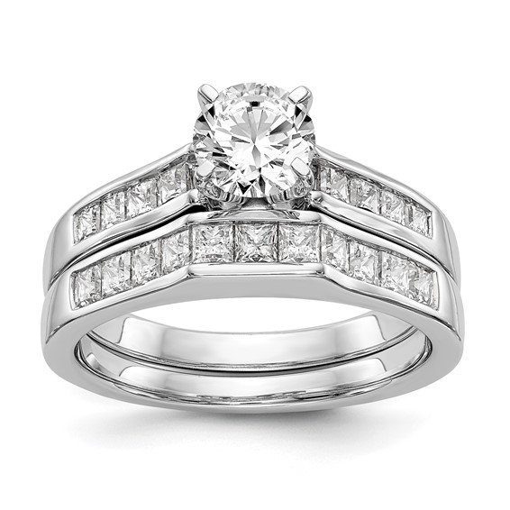 14K White Gold Diamond Peg Set Semi-mount Engagement Ring