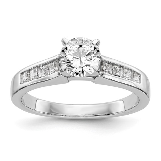 14K White Gold Diamond Peg Set Semi-mount Engagement Ring