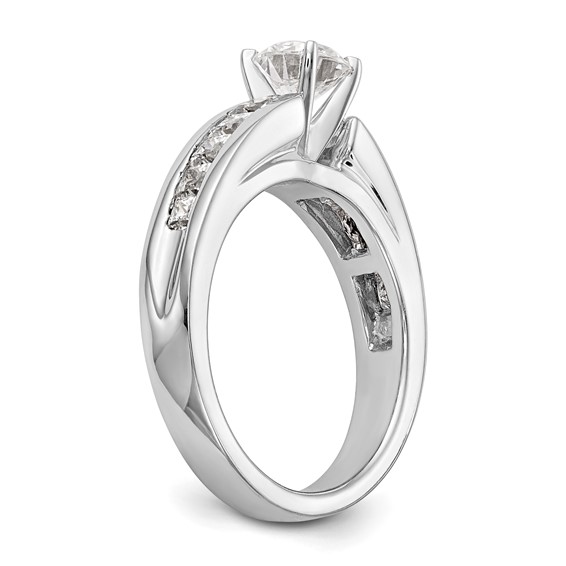 14K White Gold Peg Set 1 carat Channel-set Princess Diamond Semi-mount Engagement Ring