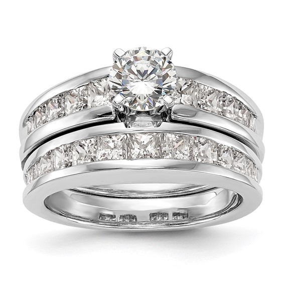 14K White Gold Peg Set 1 carat Channel-set Princess Diamond Semi-mount Engagement Ring