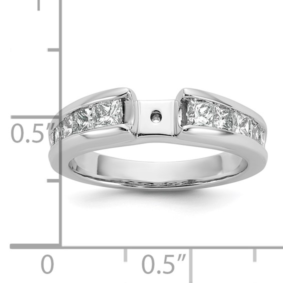 14K White Gold Peg Set 1 carat Channel-set Princess Diamond Semi-mount Engagement Ring
