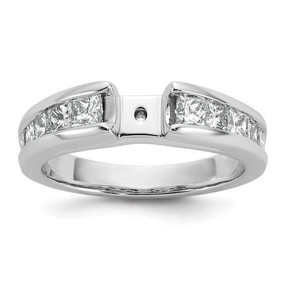 14K White Gold Peg Set 1 carat Channel-set Princess Diamond Semi-mount Engagement Ring