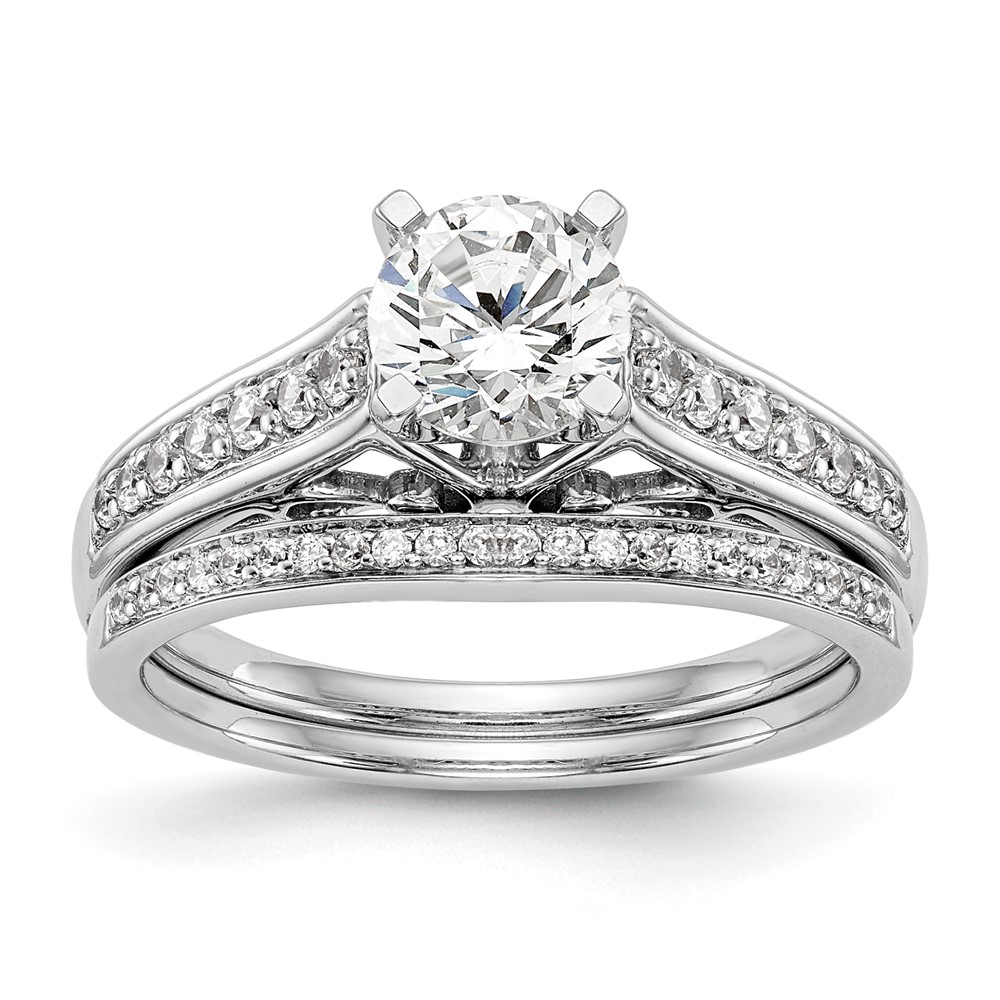 14k White Gold 1/5 carat Lab Grown Diamond VS/SI+ G+ Semi-Mount Pet Set Engagement Ring (RM2697E-022-7WLG)