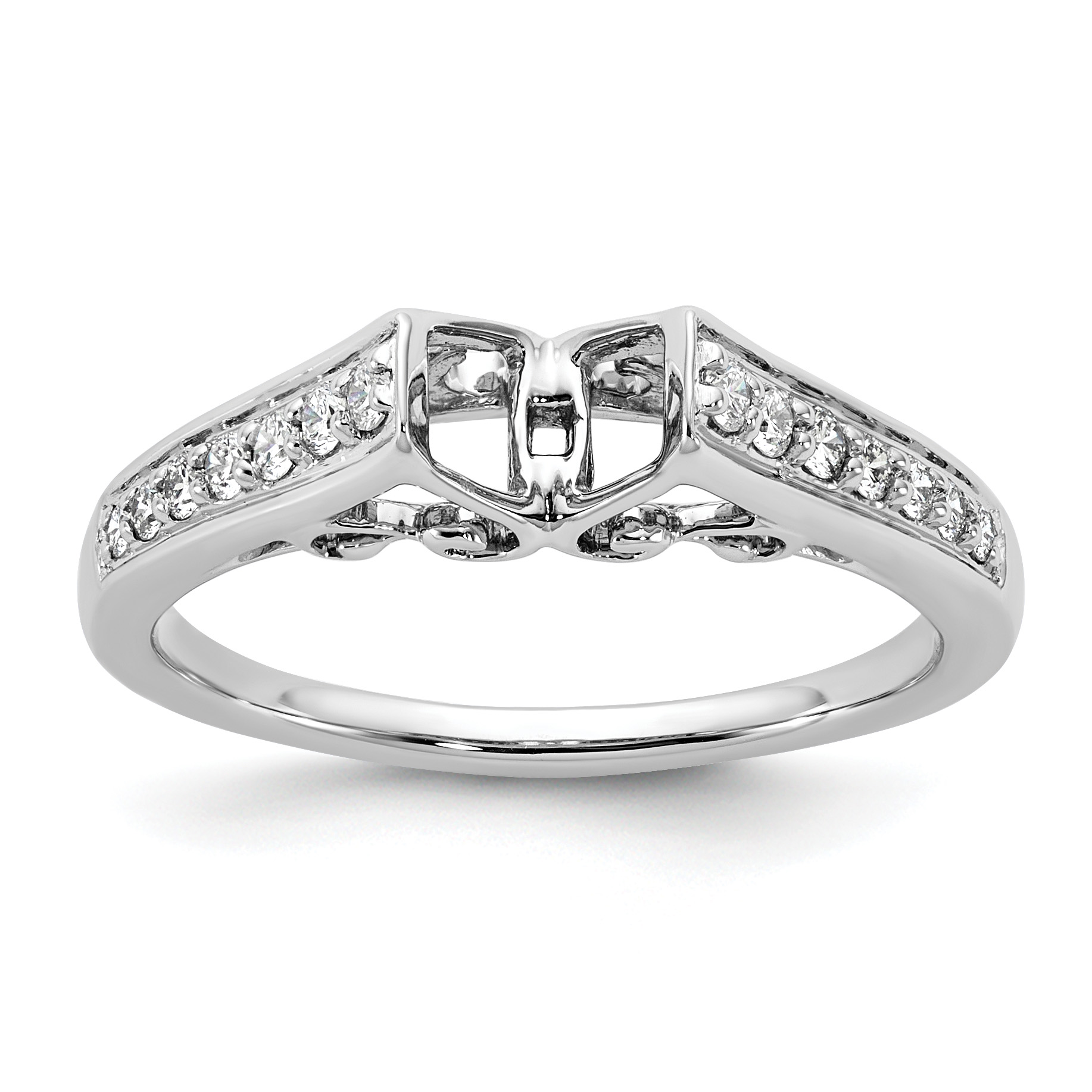 14k White Gold 1/5 carat Lab Grown Diamond VS/SI+ G+ Semi-Mount Pet Set Engagement Ring (RM2697E-022-7WLG)