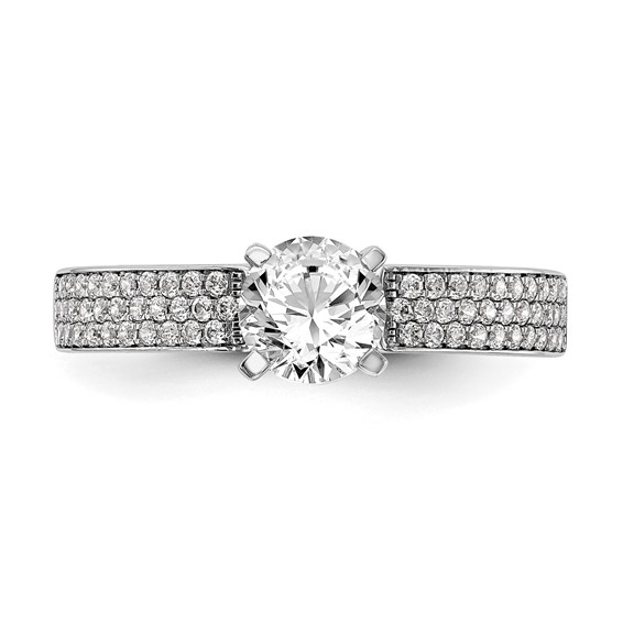 14K White Gold Diamond Peg Set Semi-mount Engagement Ring