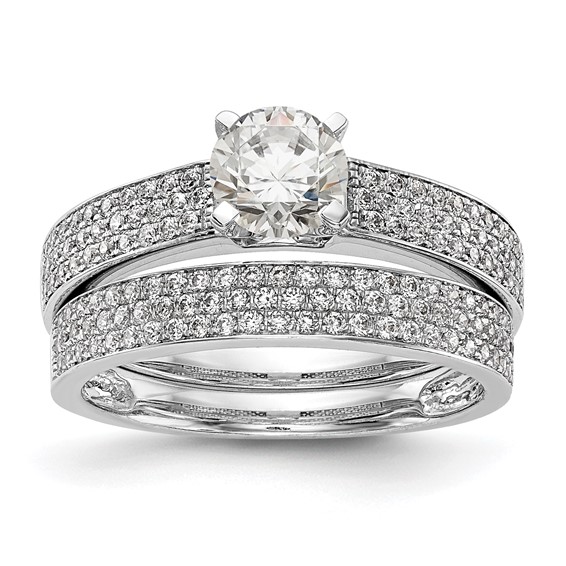 14K White Gold Diamond Peg Set Semi-mount Engagement Ring