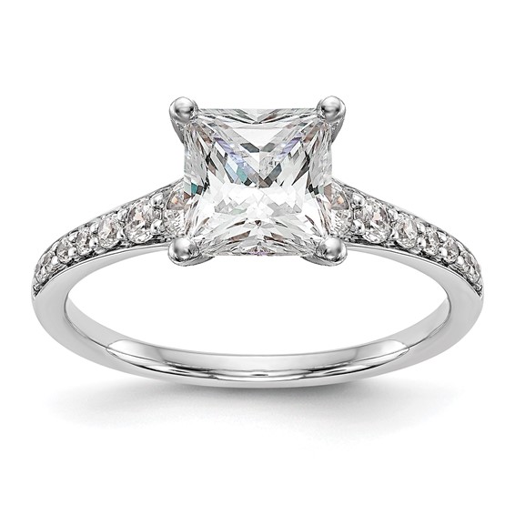 14K White Gold Peg Set Engagement Ring Mounting