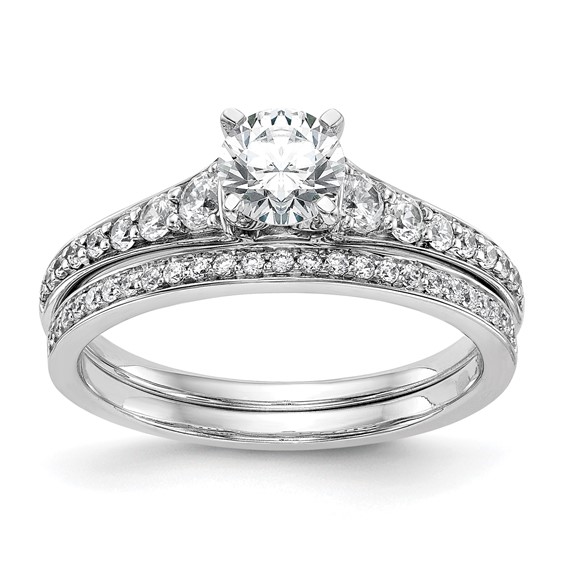 14K White Gold Peg Set Engagement Ring Mounting