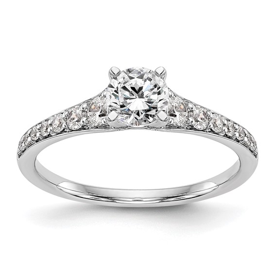 14K White Gold Peg Set Engagement Ring Mounting