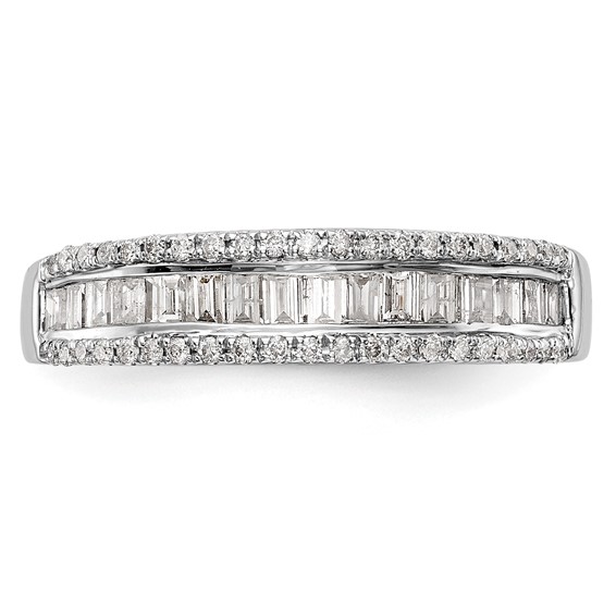 14k White Gold 3/8 carat Round/Baguette Diamond Complete Wedding Band