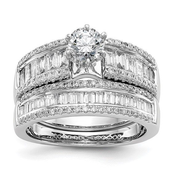 14K White Gold Peg Set Engagement Ring Mounting