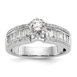 14K White Gold Peg Set Engagement Ring Mounting