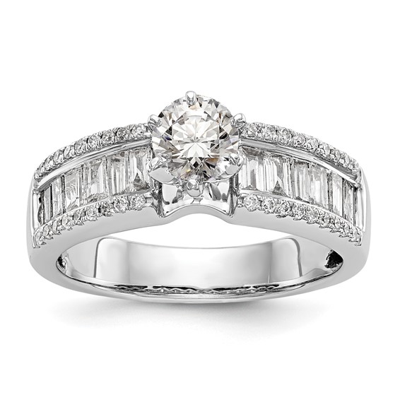 14K White Gold Peg Set Engagement Ring Mounting