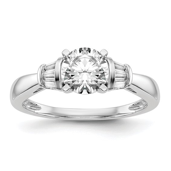 14K White Gold Peg Set Engagement Ring Mounting