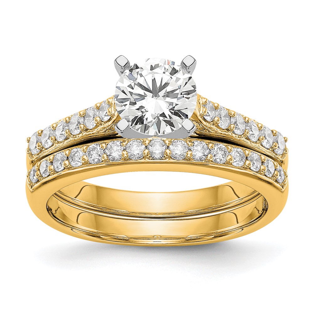 14k Two Tone 1/4 carat Lab Grown Diamond VS/SI+ G+ Semi Mount Peg Set Engagement Ring (RM2779E-025-7YLG)