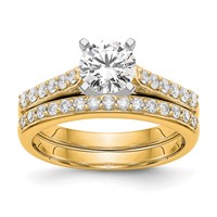 14K Yellow Gold Two Tone 0.25 Carat Lab Grown Diamond VS SI+ G+ Semi Mount Peg Set Engagement Ring view 4