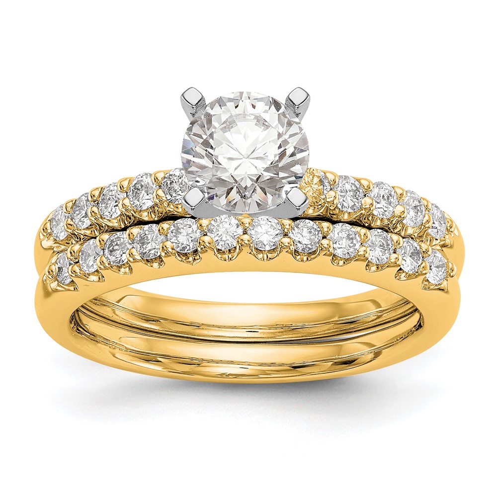 14k Two Tone 1/4 carat Lab Grown Diamond VS/SI+ G+ Semi Mount Peg Set Engagement Ring (RM2785E-025-7YLG)