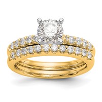 14K Yellow Gold Two Tone 0.25 Carat Lab Grown Diamond VS SI+ G+ Semi Mount Peg Set Engagement Ring view 4