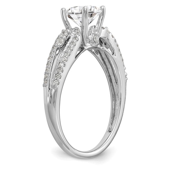 14K White Gold Peg Set 1/4 carat Diamond Semi-mount Engagement Ring