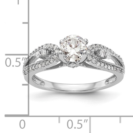 14K White Gold Peg Set 1/4 carat Diamond Semi-mount Engagement Ring