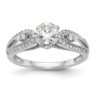 14K White Gold Peg Set 1/4 carat Diamond Semi-mount Engagement Ring
