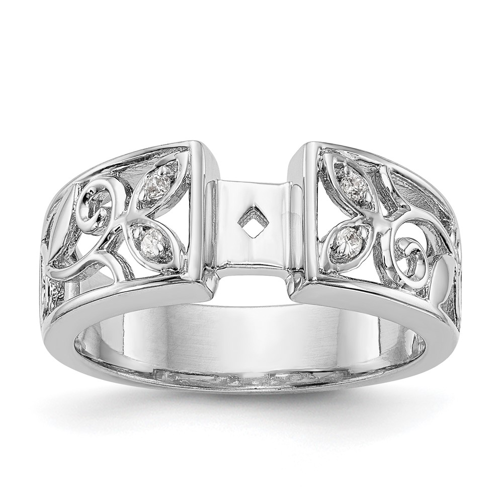 14k White Gold 1/20 carat Lab Grown Diamond VS/SI+ G+ Semi-Mount Pet Set Engagement Ring (RM2834E-005-WLG)