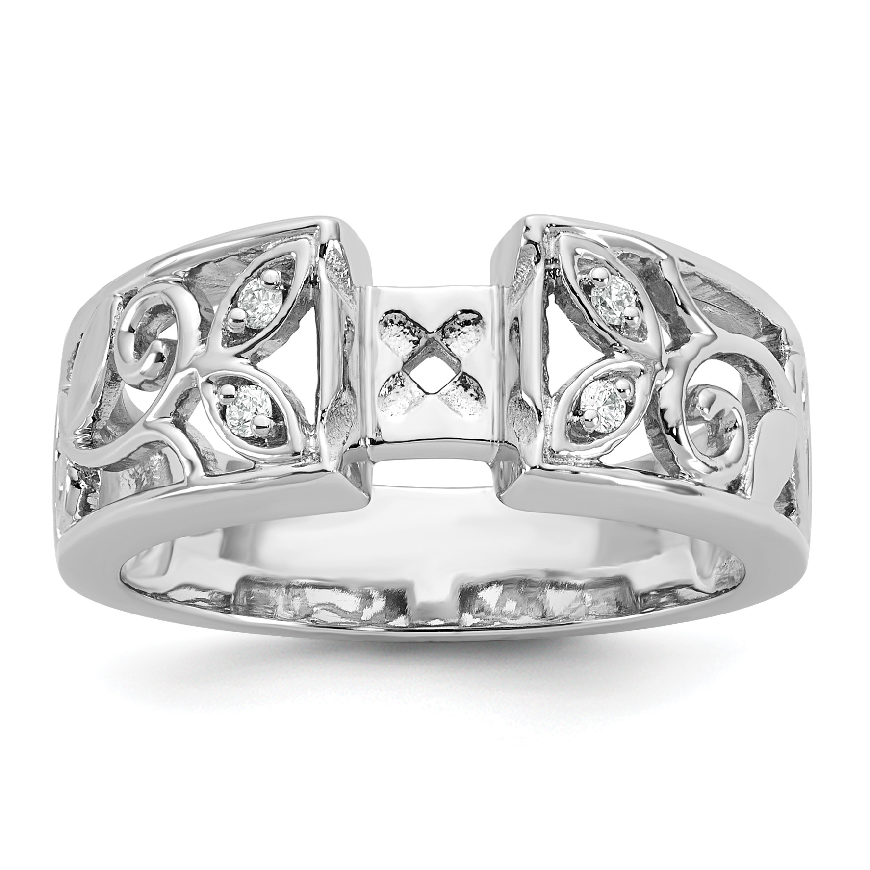 14k White Gold 1/20 carat Lab Grown Diamond VS/SI+ G+ Semi-Mount Pet Set Engagement Ring (RM2834E-005-WLG)