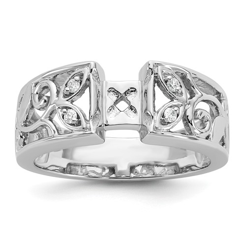 14K White Gold 0.05 Carat Lab Grown Diamond VS SI+ G+ Semi-Mount Pet Set Engagement Ring