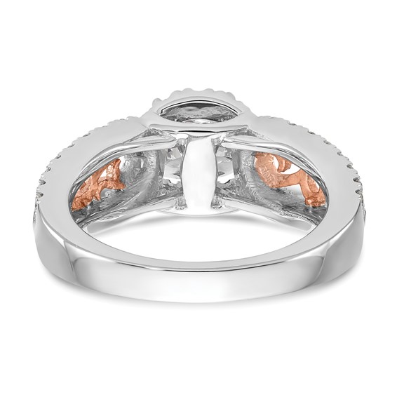 14k White Gold & Rose Gold Diamond Peg Set Semi-mount Engagement Ring