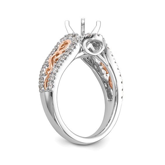 14k White Gold & Rose Gold Diamond Peg Set Semi-mount Engagement Ring