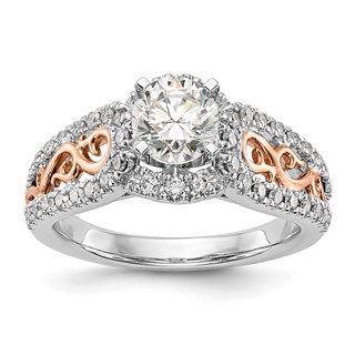14k White Gold & Rose Gold Diamond Peg Set Semi-mount Engagement Ring