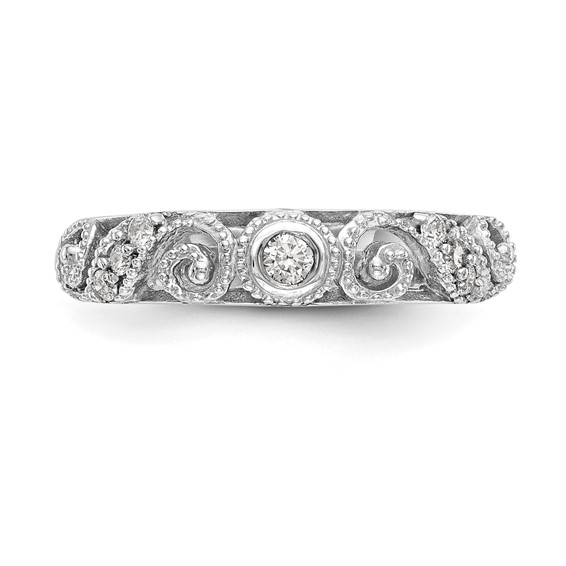 14k White Gold 1/8 carat Diamond Complete Wedding Band