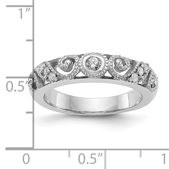 14k White Gold 1/8 carat Diamond Complete Wedding Band